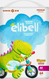 Подгузники для детей Elibell Premium р.M 6-11кг 64шт