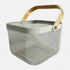 Металлическая корзинка с деревянной ручкой Wellfort 25*25*18см