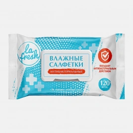 Влажные салфетки La Fresh антибактериальные с клапаном 120шт