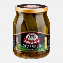 Огурчики Скатерть-самобранка маринованные хрустящие 680г
