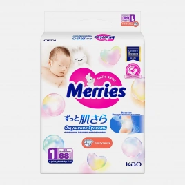 Merries Подгузники для новорожденных до 5кг 68шт