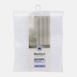 Штора для ванной с кольцами Wellfort 180*180см