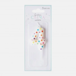 Свеча-цифра 4 Пакетико Happy Birthday
