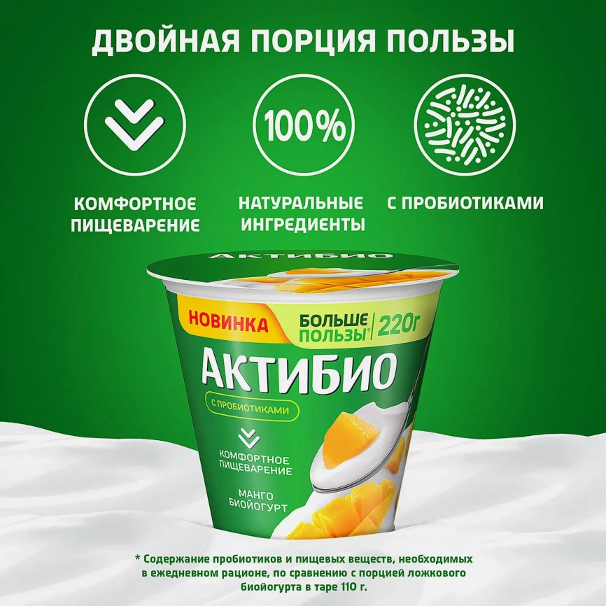 Биойогурт Актибио манго 3% 220г фото 3