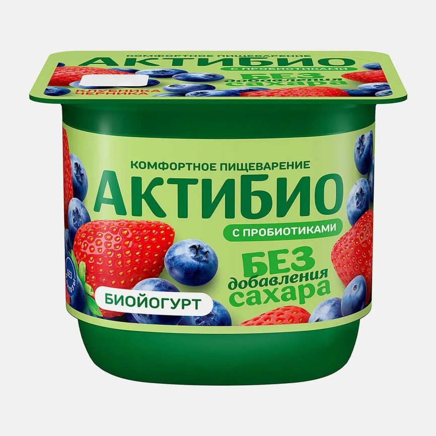 Биойогурт клубника и черника без сахара Актибио 3% 130г фото 1