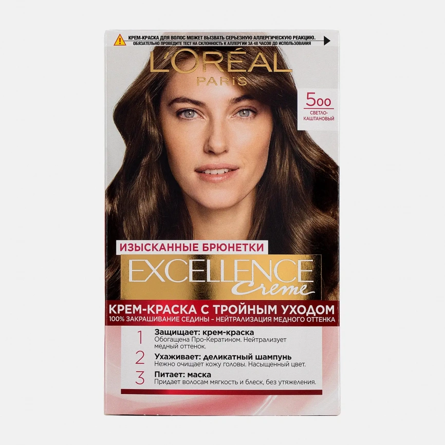 Стойкая крем-краска для волос Excellence оттенок 5.00 Светло-каштановый L’Oreal Paris фото 1