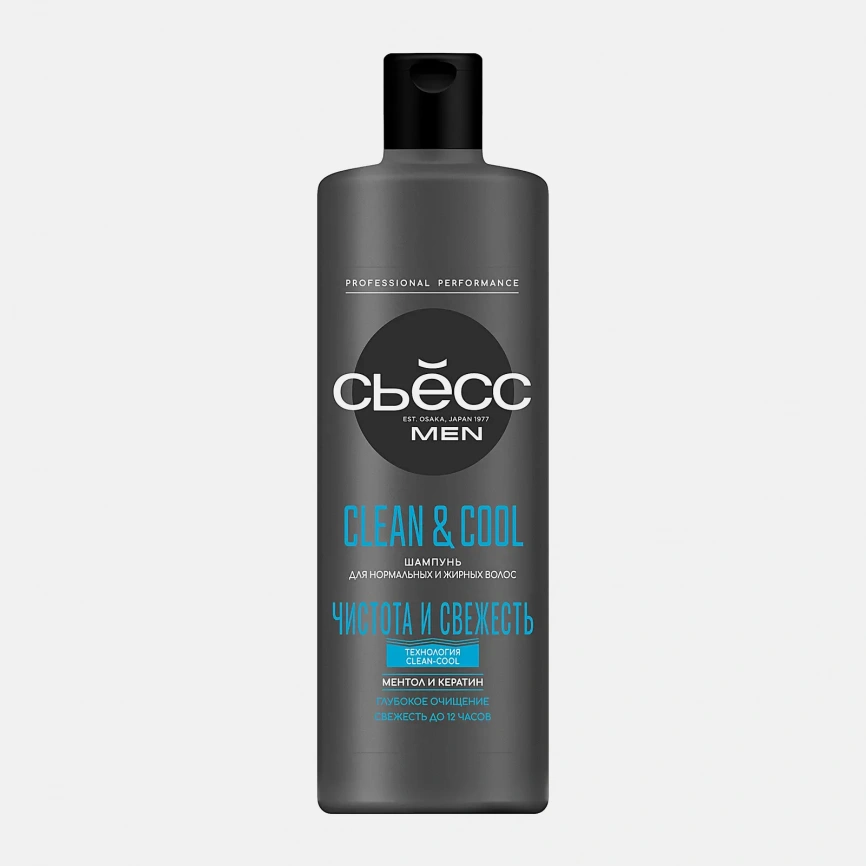 Шампунь для волос мужской Сьёсс Men Clean&Cool для нормальных и жирных волос 450мл фото 1