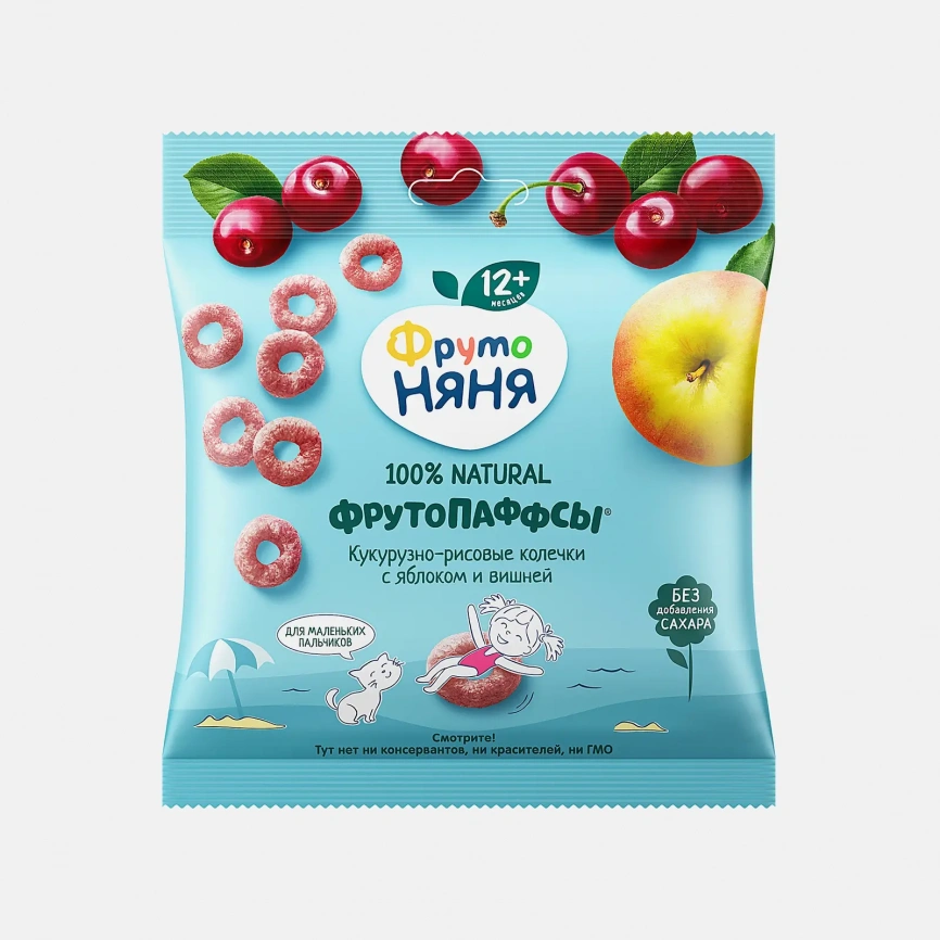 Фрутопаффсы ФрутоНяня кукуруза-рис яблоко вишня 21г фото 1