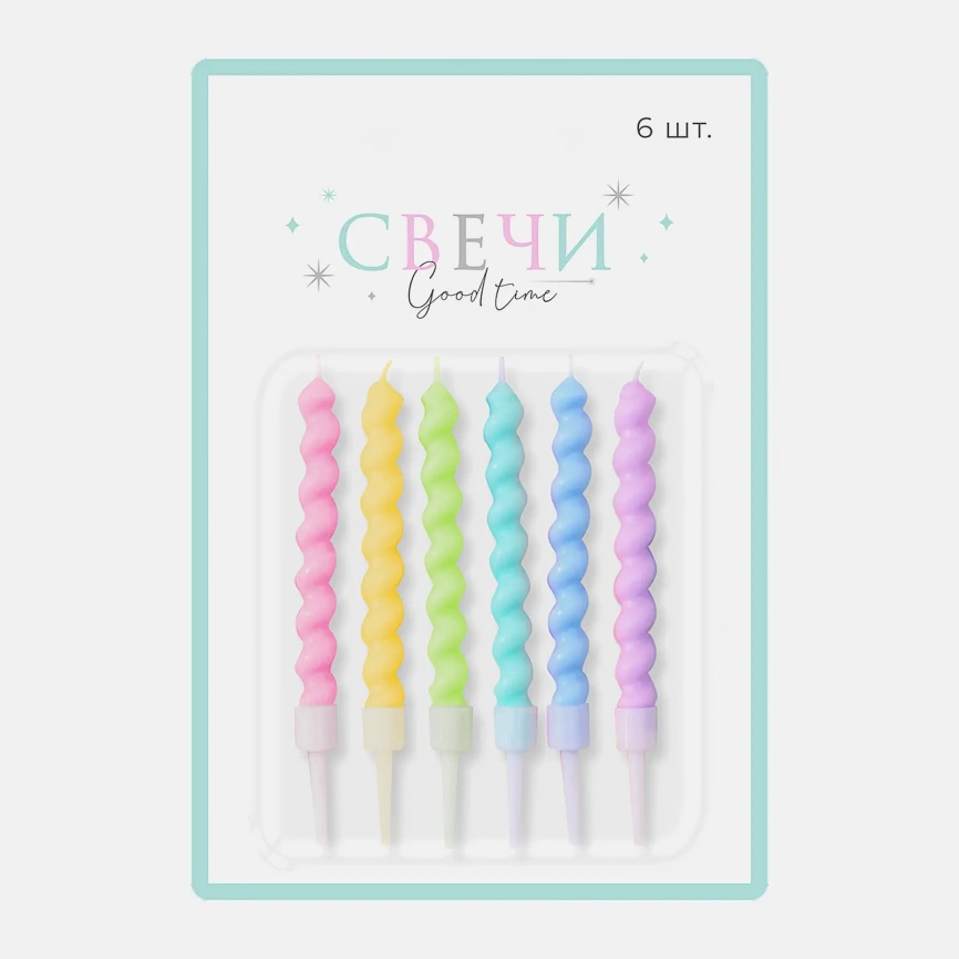 Свечи для торта Сити Хоум Трейд фигурные витые 6шт фото 1