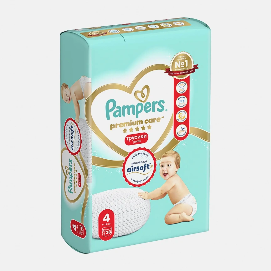 Подгузники-трусики Pampers Premium Care Pants р.4 9-15кг 38шт фото 2