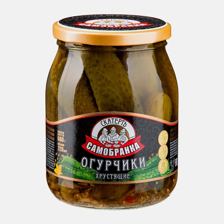 Огурчики Скатерть-самобранка маринованные хрустящие 680г фото 1