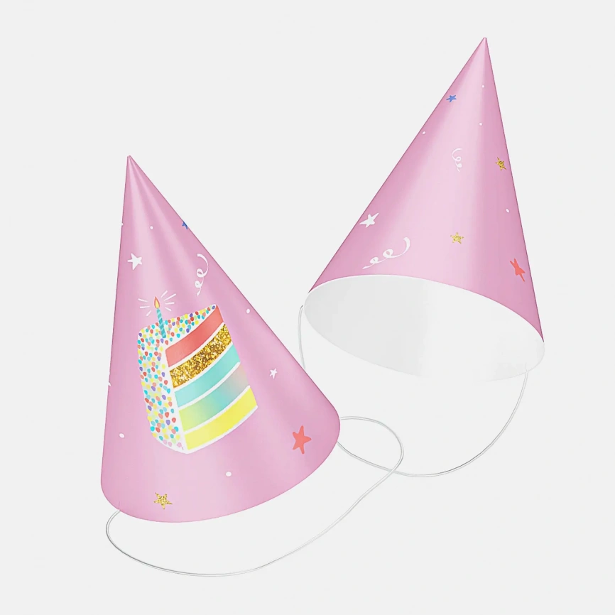 Колпаки праздничные Пакетико Happy Birthday 6шт в ассортименте фото 2