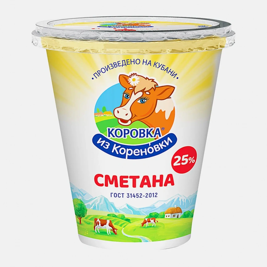 Сметана Коровка из Кореновки 25% 300г фото 1