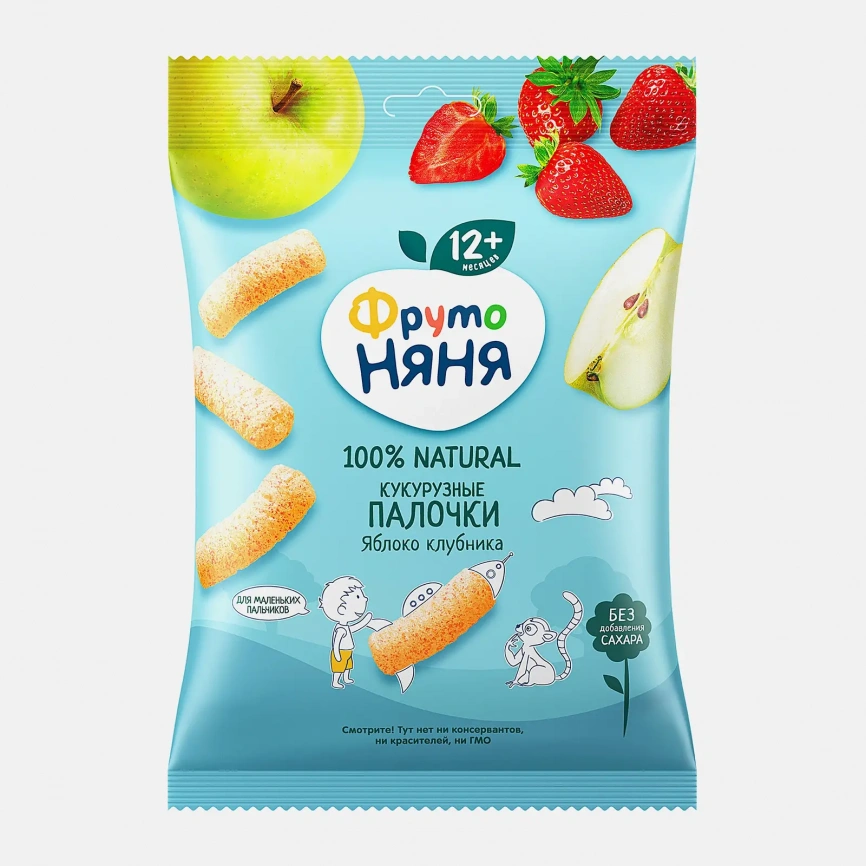 Кукурузные палочки Фрутоняня яблоко-клубника с 12 месяцев 20г фото 1