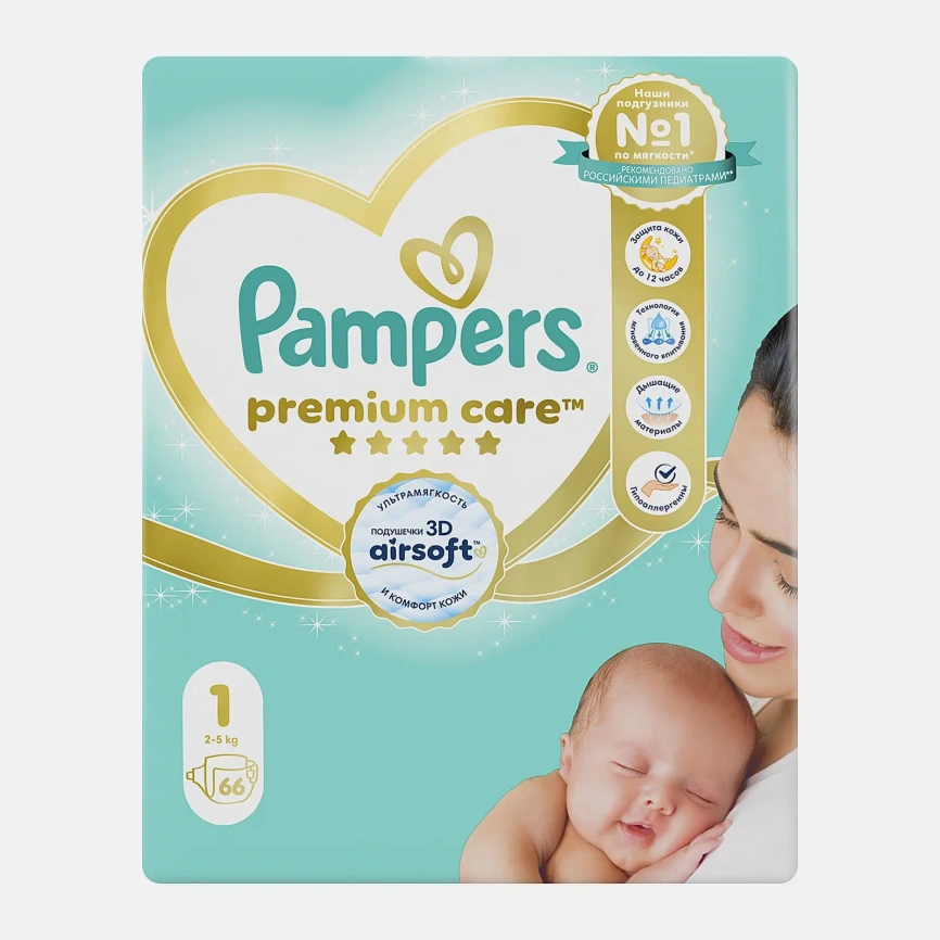 Подгузники Pampers Premium Care р.1 2-5кг 66шт фото 1