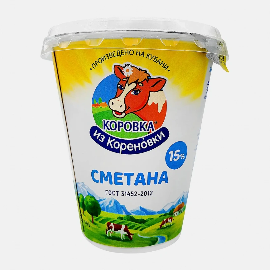 Сметана Коровка из Кореновки 15% 300г фото 1