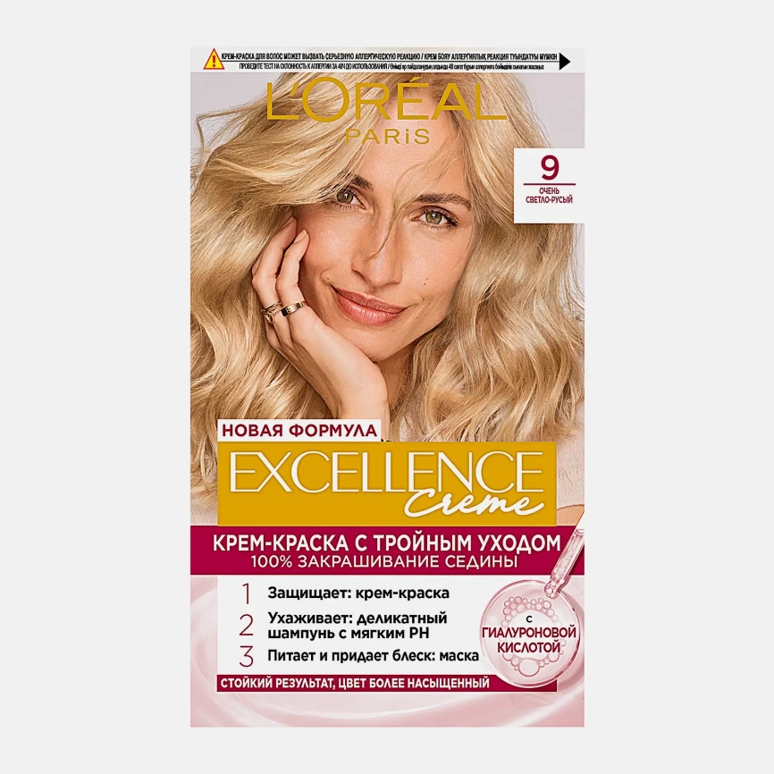 Стойкая крем-краска для волос L’Oreal Paris Excellence оттенок 9 Очень светло-русый фото 1