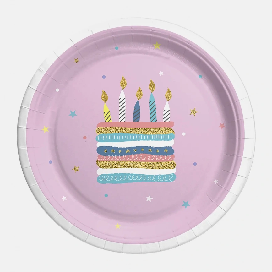 Тарелки картонные Пакетико Happy Birthday 6шт в ассортименте фото 4