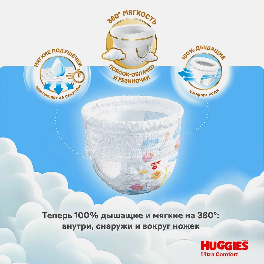 Подгузники-трусики для девочек №5 12-17кг Huggies Ultra Comfort 42шт фото 3