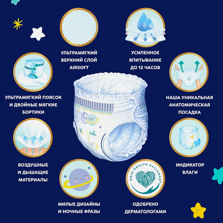 Подгузники-трусики Pampers Premium Care Junior ночные р.5 12-17кг 20шт фото 3