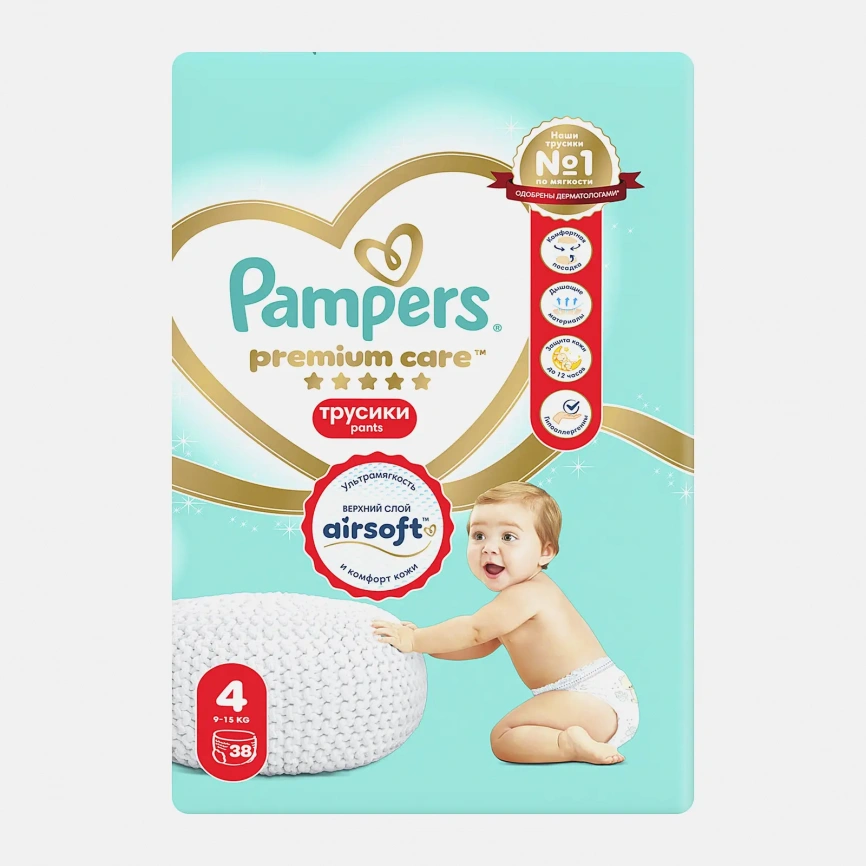 Подгузники-трусики Pampers Premium Care Pants р.4 9-15кг 38шт фото 1