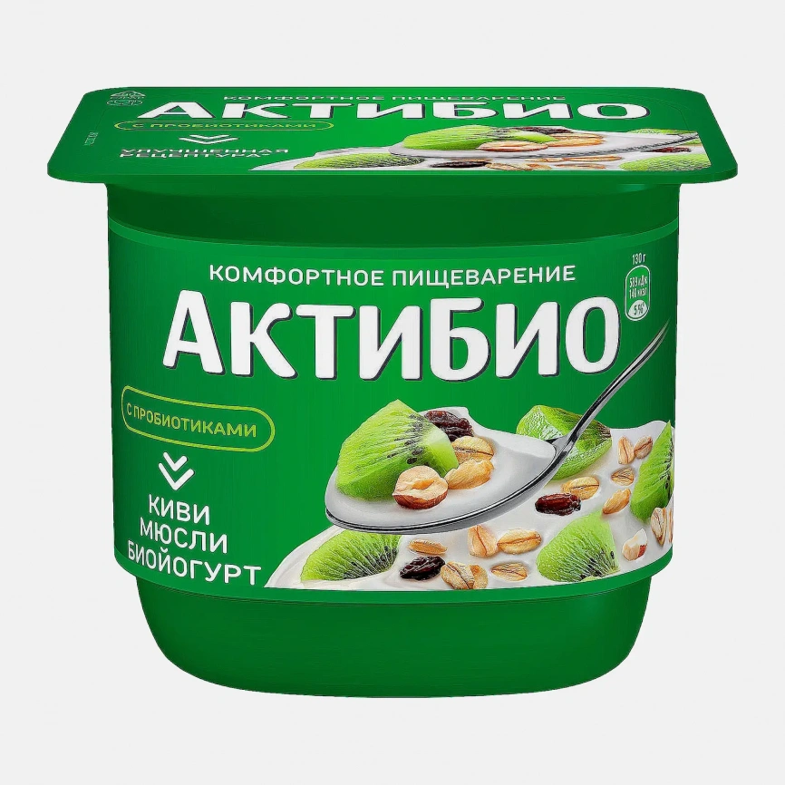 Биойогурт Актибио Киви мюсли 3% 130г фото 1